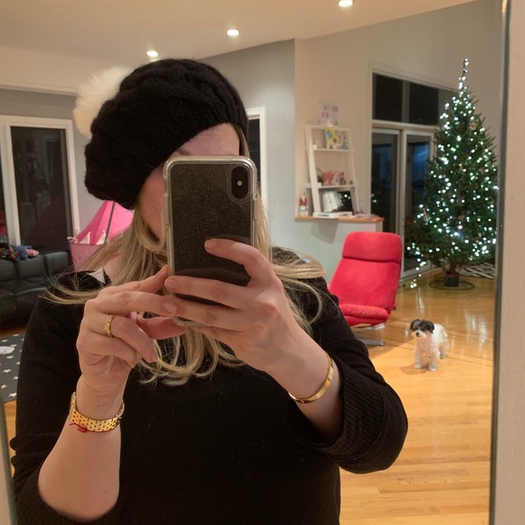 Eugenia Kim Black Cableknit Pom Beret - never worn